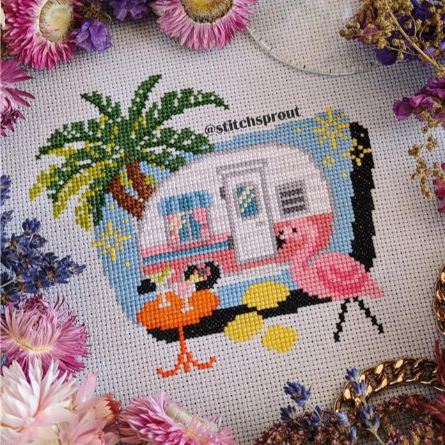 Flamingo Springs by StitchSprout Cross Stitch