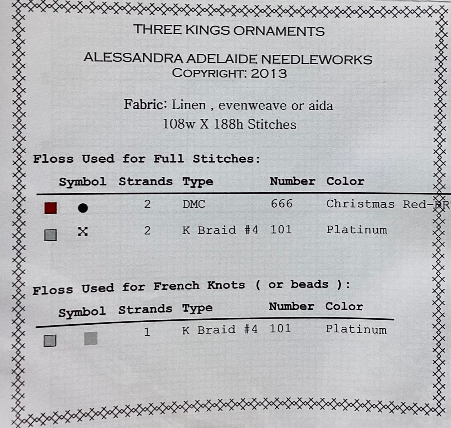 Three Kings Ornaments by Alessandra Adelaide Needleworks