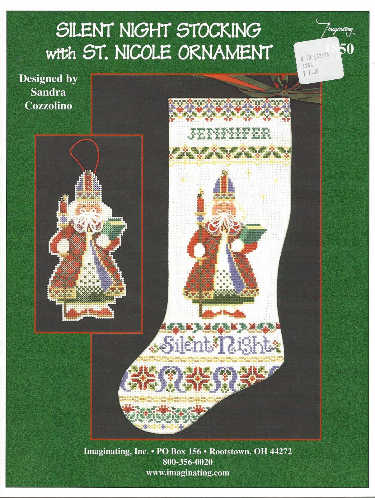 Silent Night Stocking with St.Nicole Ornament by Imaginating
