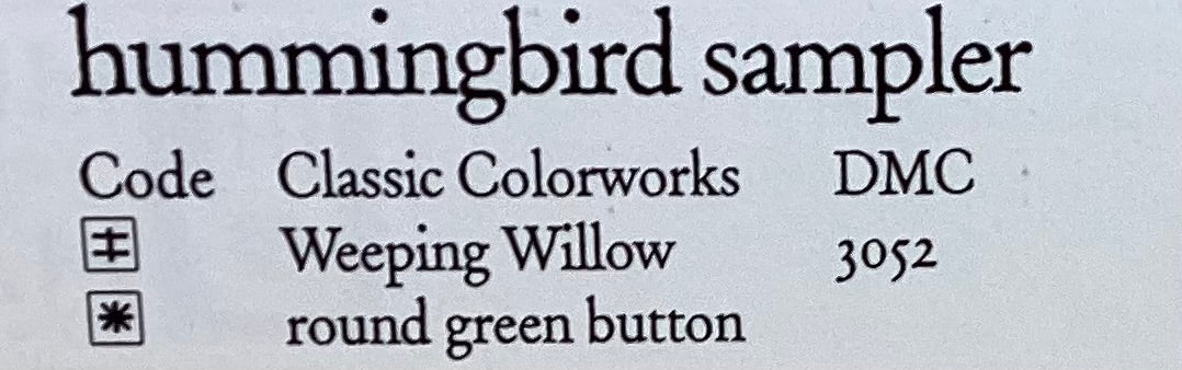 Hummingbird Sampler by Heart in Hand