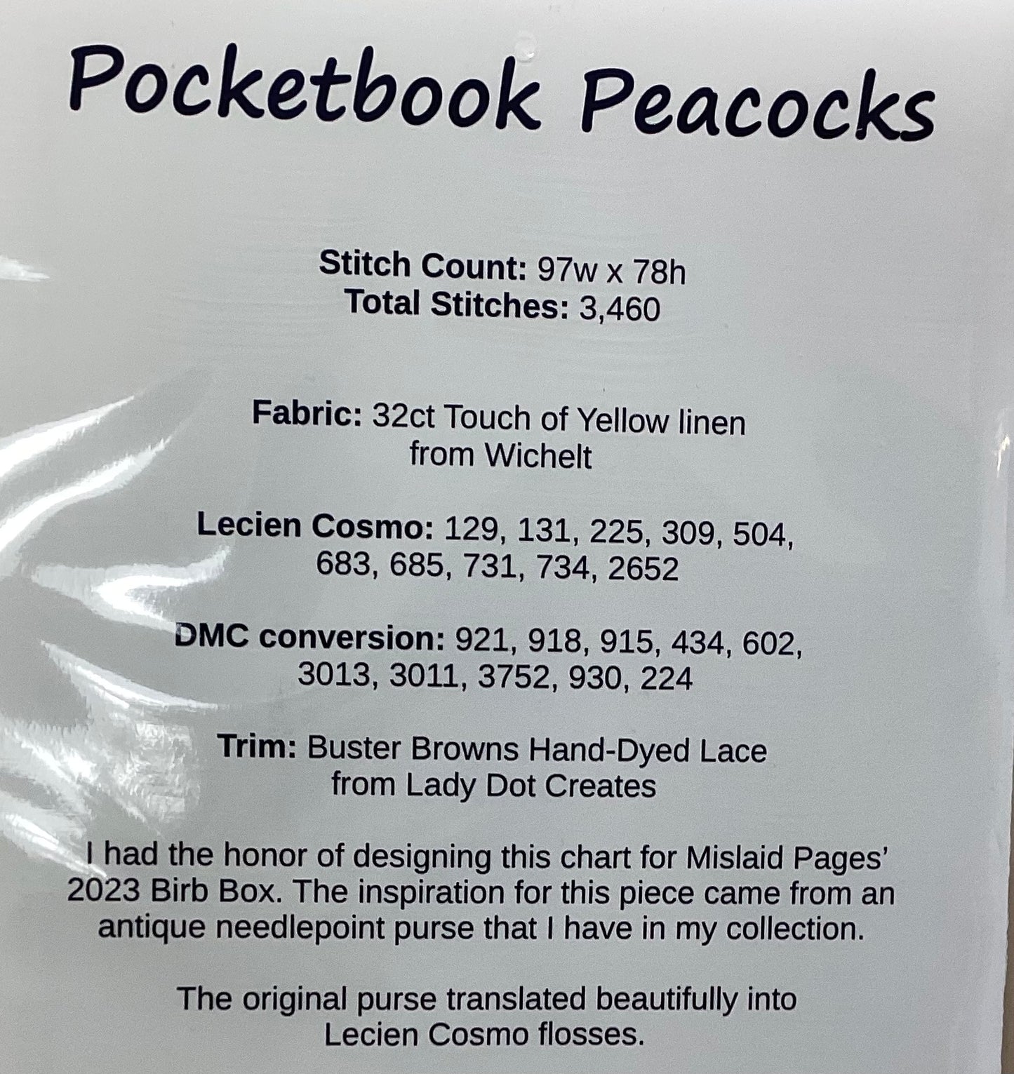 Pocketbook Peacocks By Bendy Stitchy Designs
