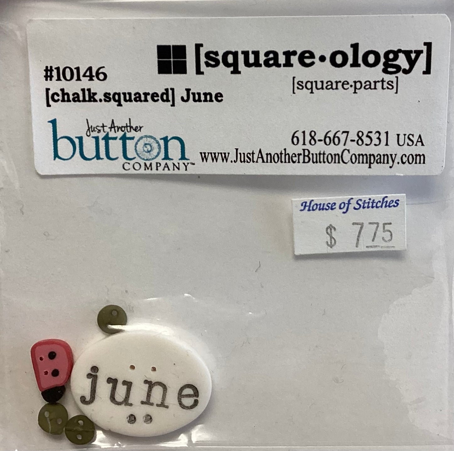 Square-ology: Chalk Squared June Embellishment Pack by Just Another Button Company