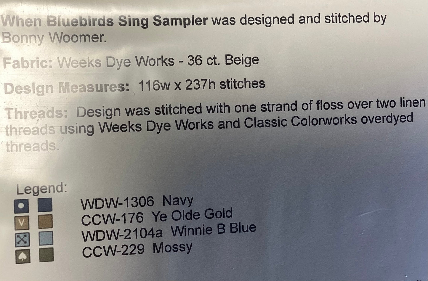 When Bluebirds Sing Sampler By The Nebby Needle