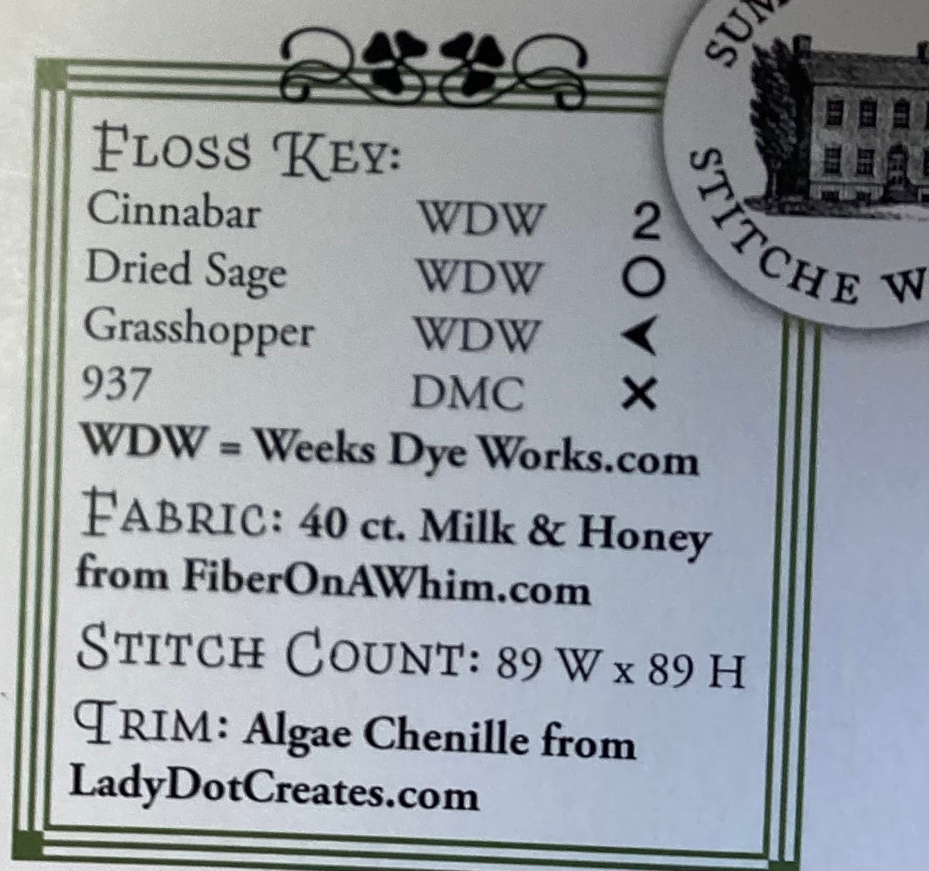 Lucky Charm By Summer House Stitche Workes