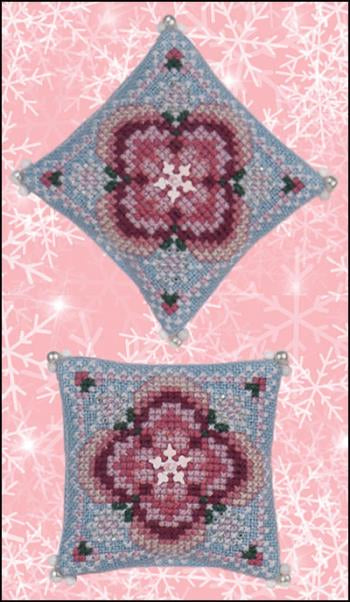 Winter Rose, PetiteFlower Cushion By Just Nan