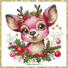 Christmas Pink Reindeer by Les Petites Croix