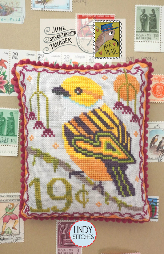Air Mail June: Silver-Throated Tanager By Lindy Stitches