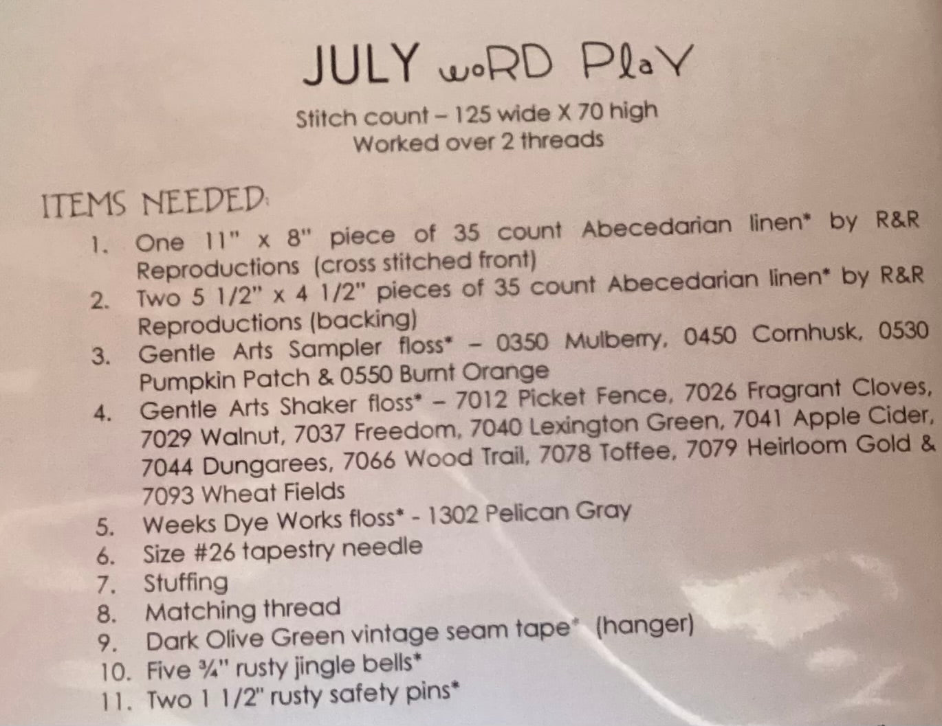 July: Word Play By With Thy Needle & Thread
