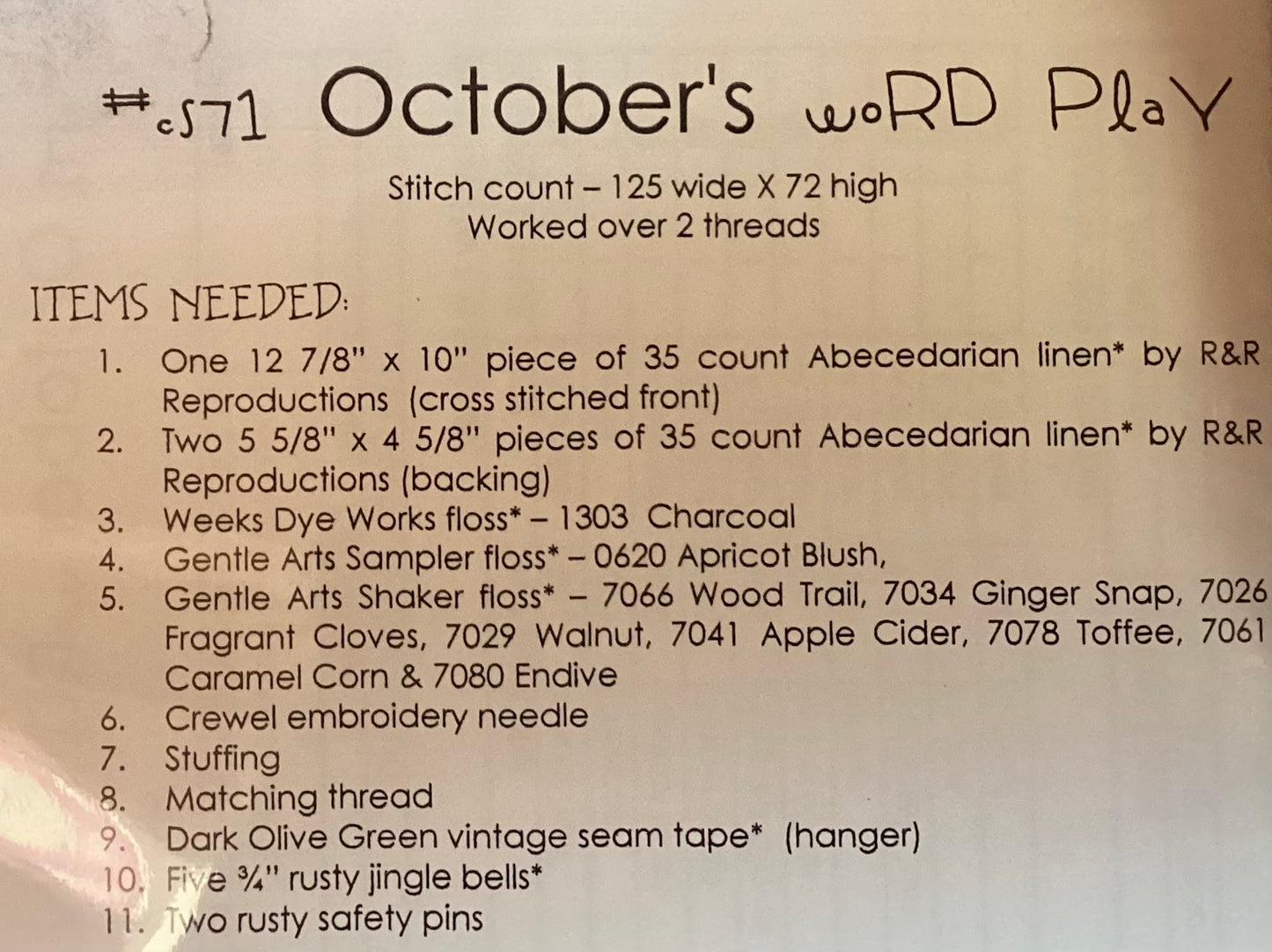 October: Word Play by With Thy Needle & Thread