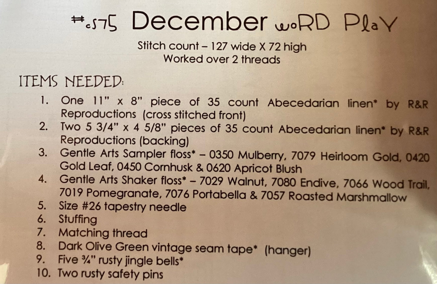 December: Word Play by With Thy Needle & Thread