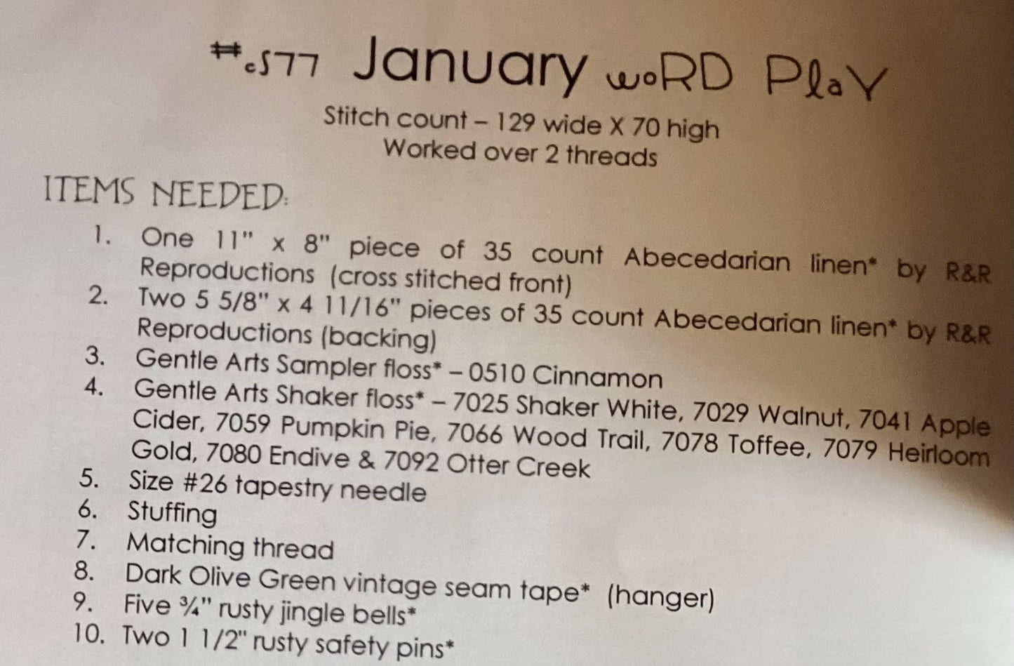 January: Word Play by With Thy Needle & Thread