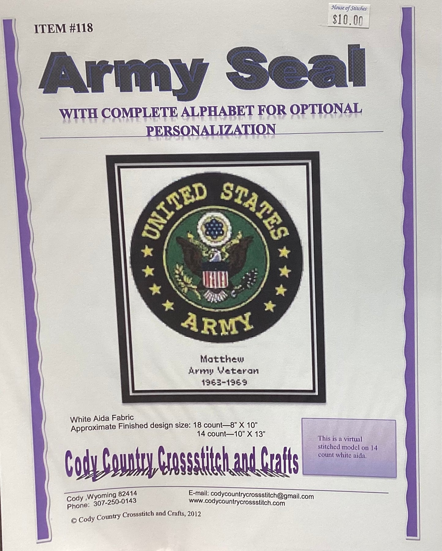 Army Seal by Cody Country Crossstitch and Crafts