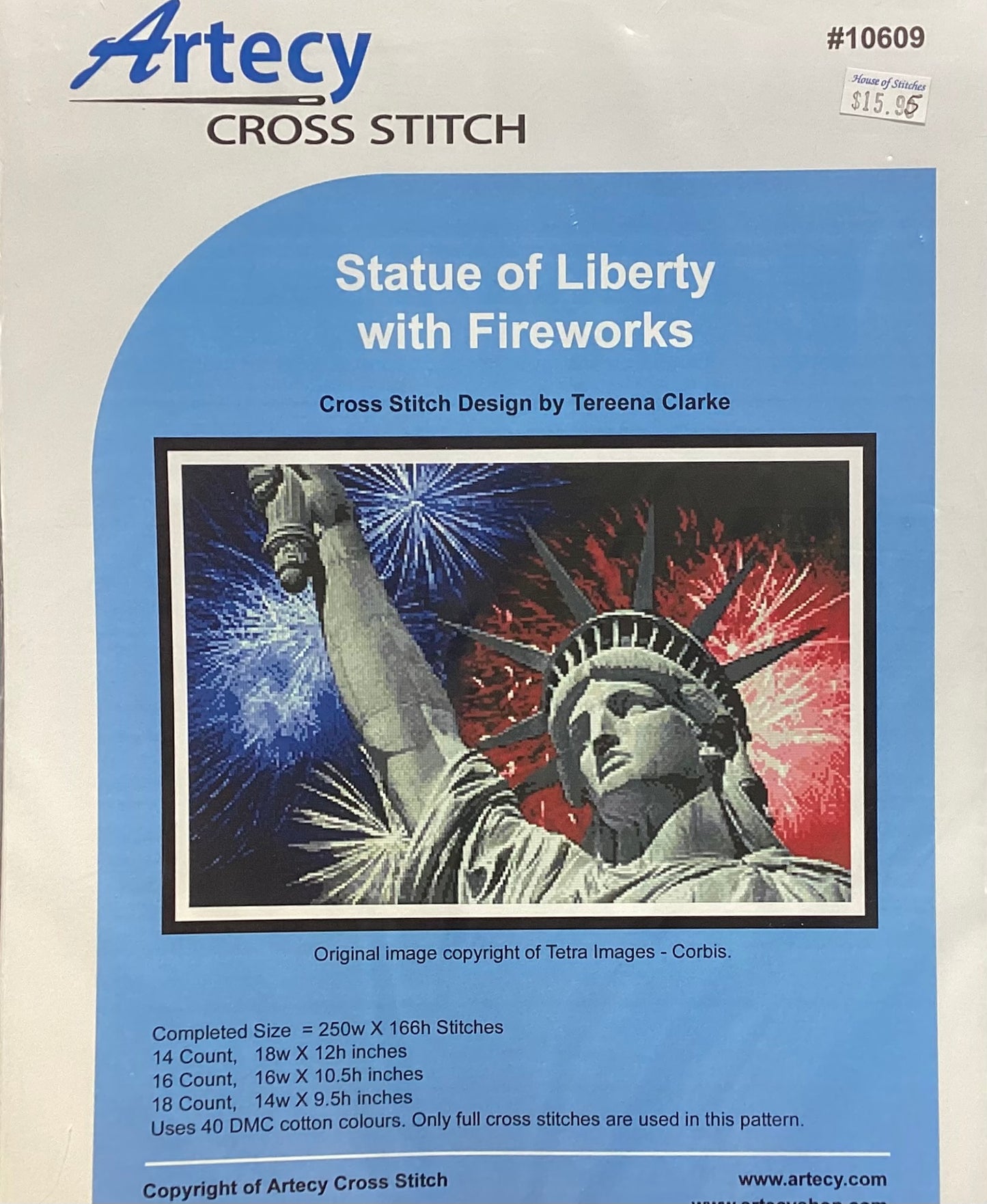 Statue of Liberty with Fireworks by Artecy Cross Stitch
