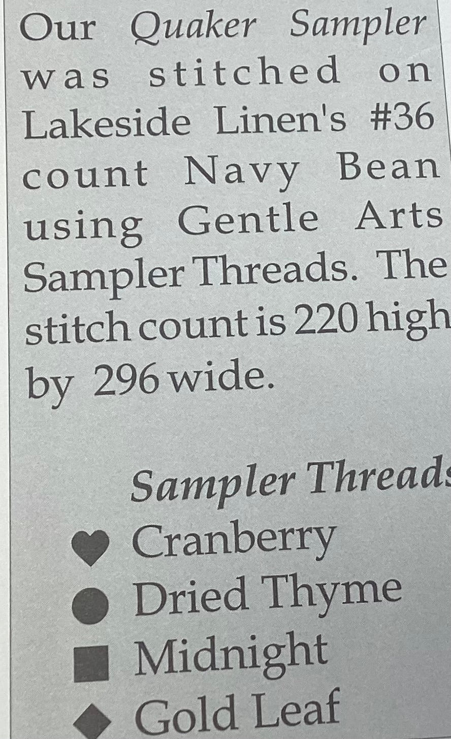 Quaker Sampler by The Workbasket