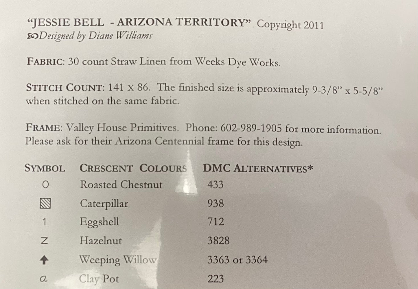 Jessie Bell - Arizona Territory by Little House Needleworks