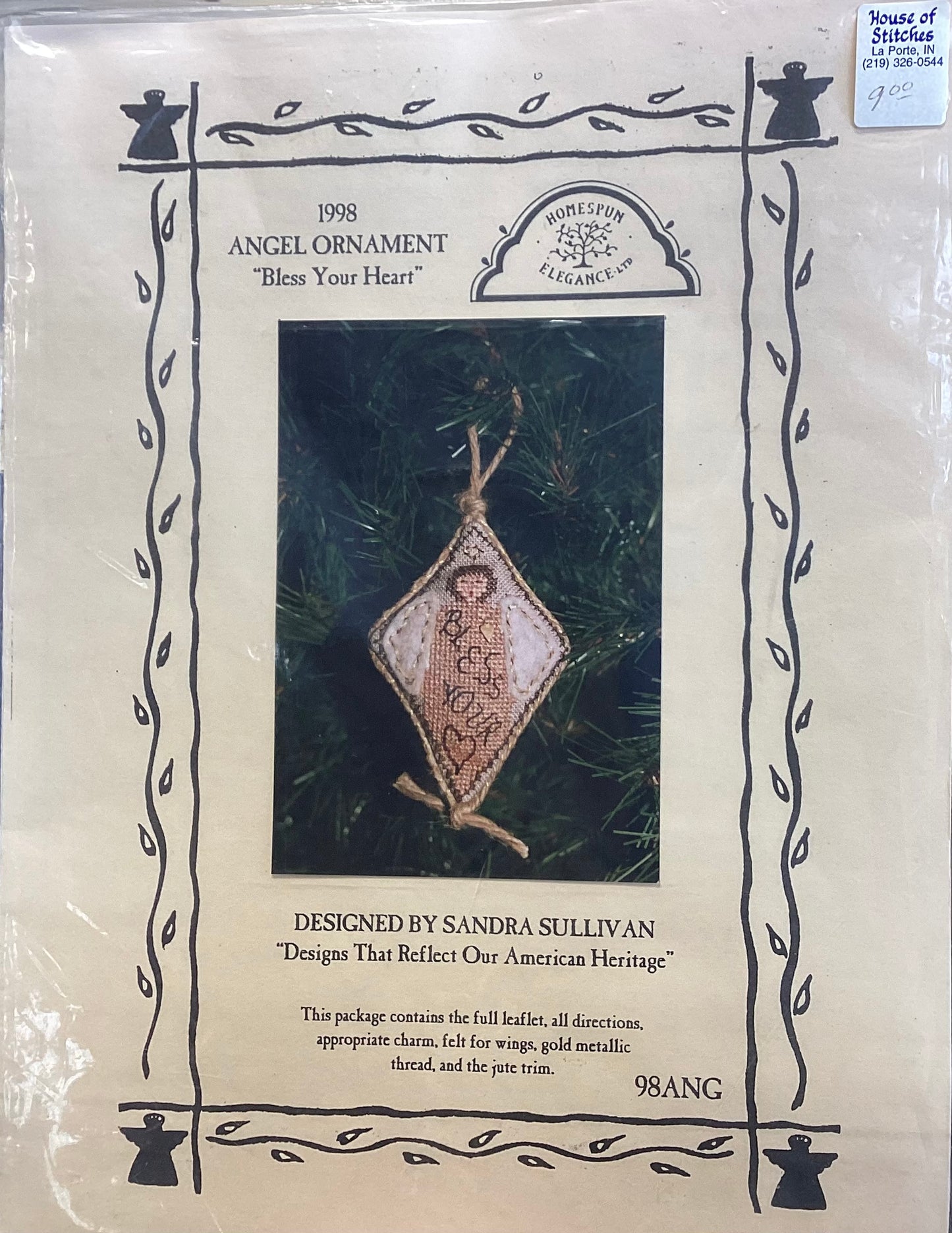 1998 Angel Ornament: Bless Your Heart by Homespun Elegance