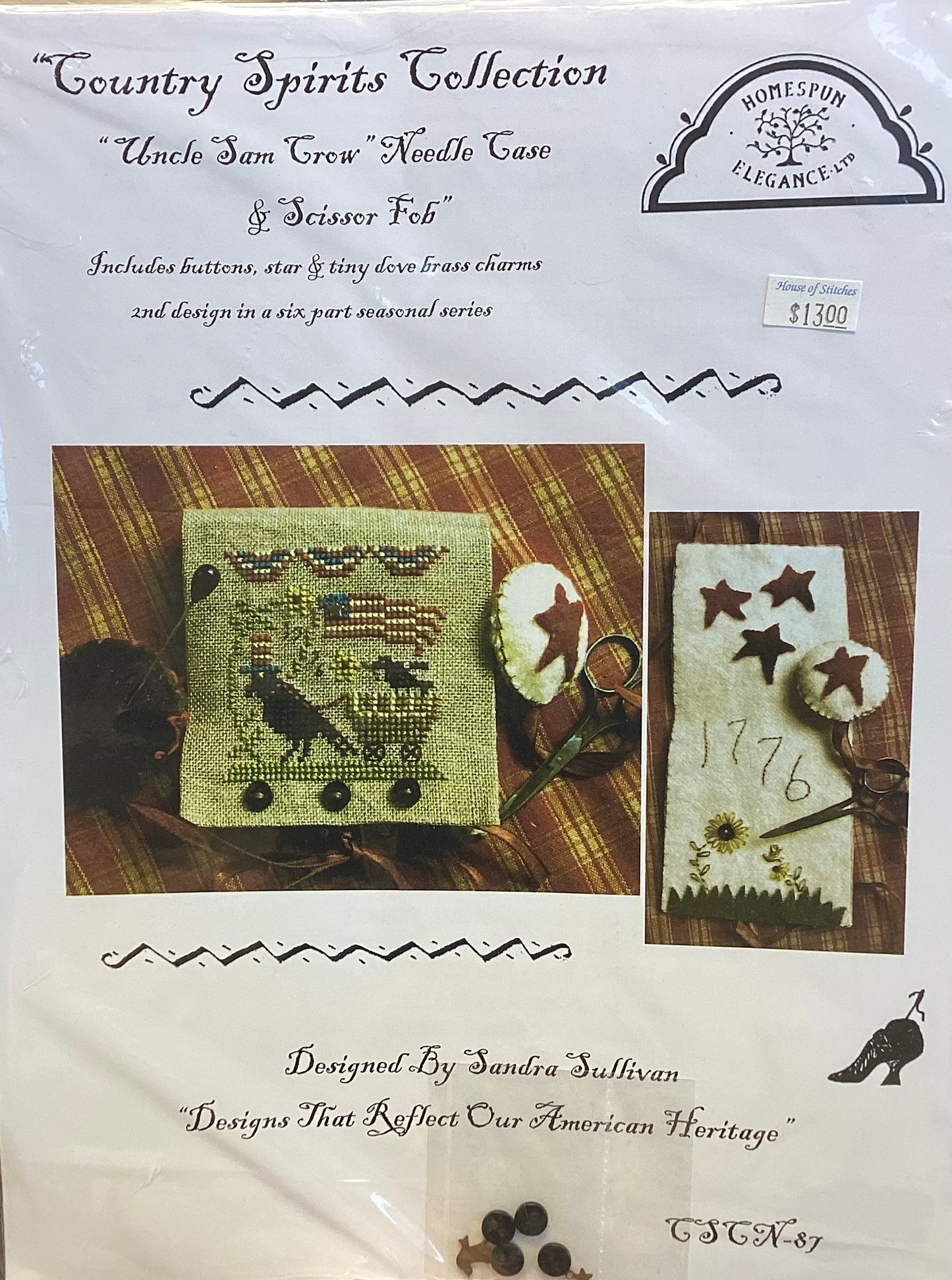 Country Spirits Collection: Uncle Sam Crow Needle Case & Scissor Fob by Homespun Elegance