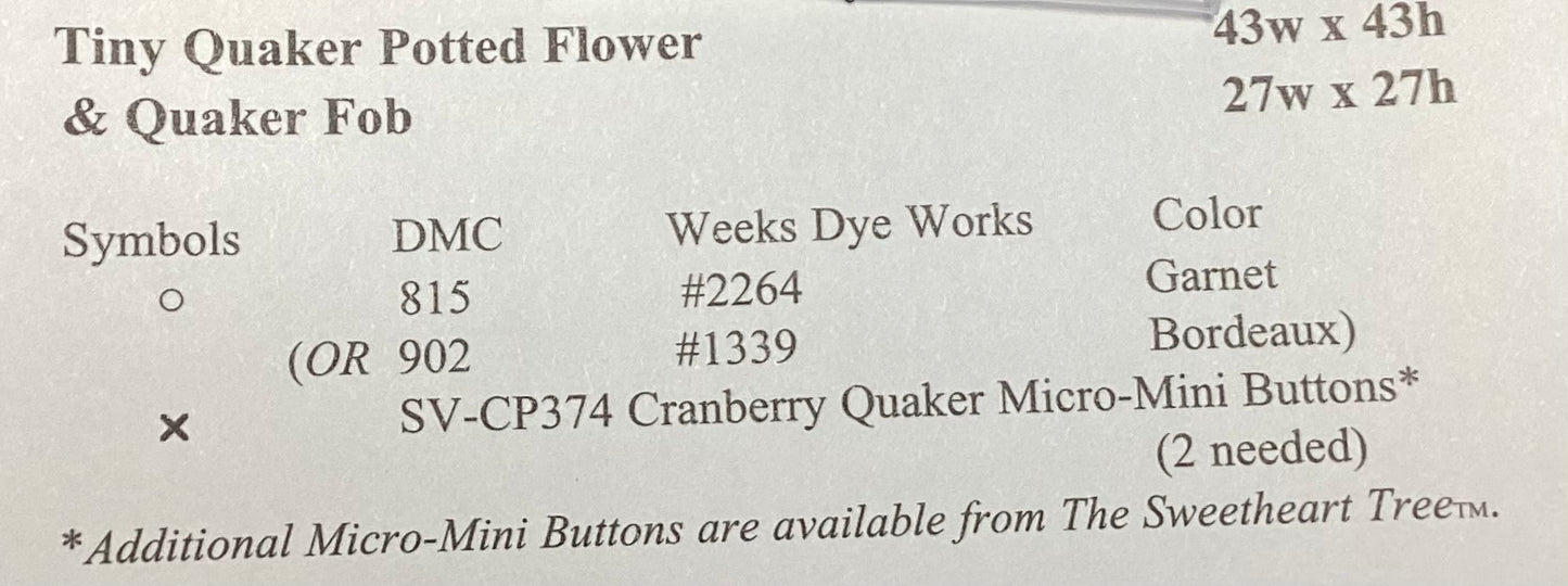 Tiny Quaker Potted Flower & Fob: Teenie Tweenie #152 by The Sweetheart Tree