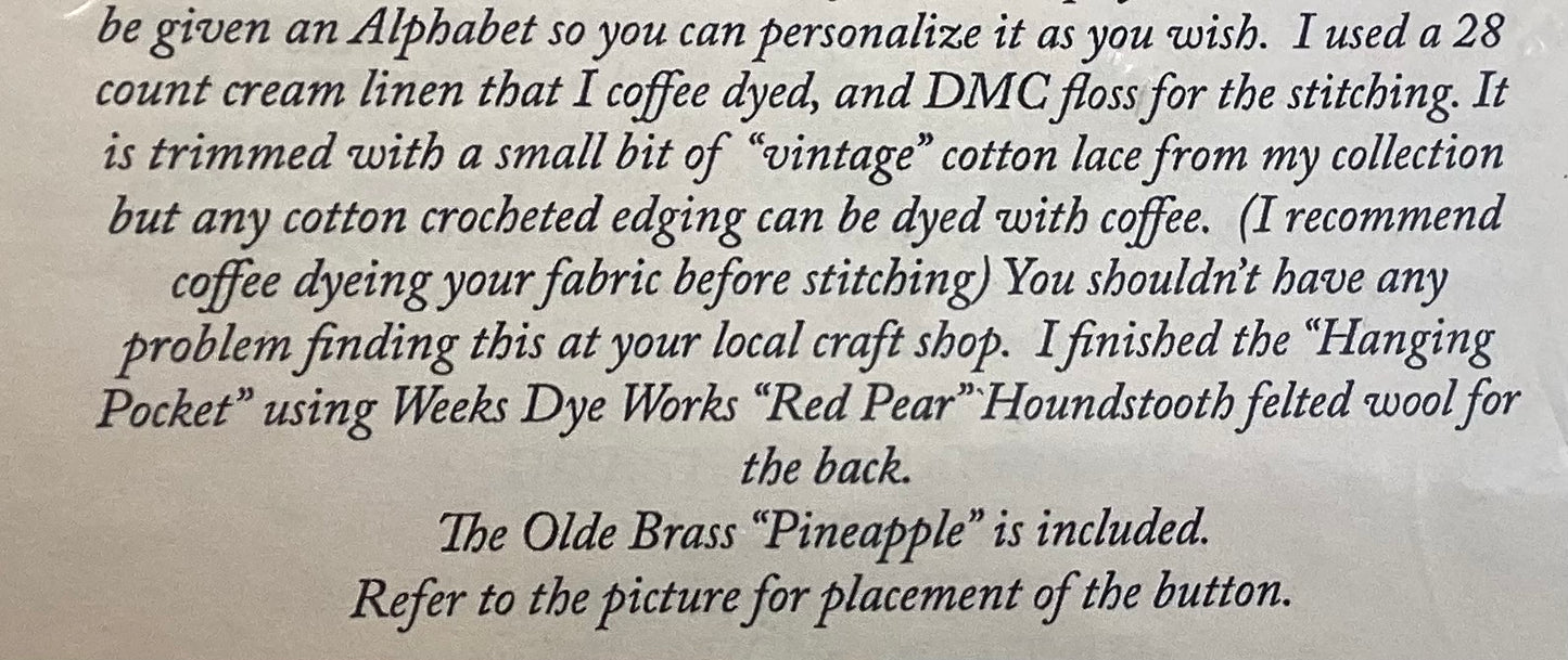 Colonial Christmas: A Hanging Pocket by Homespun Elegance