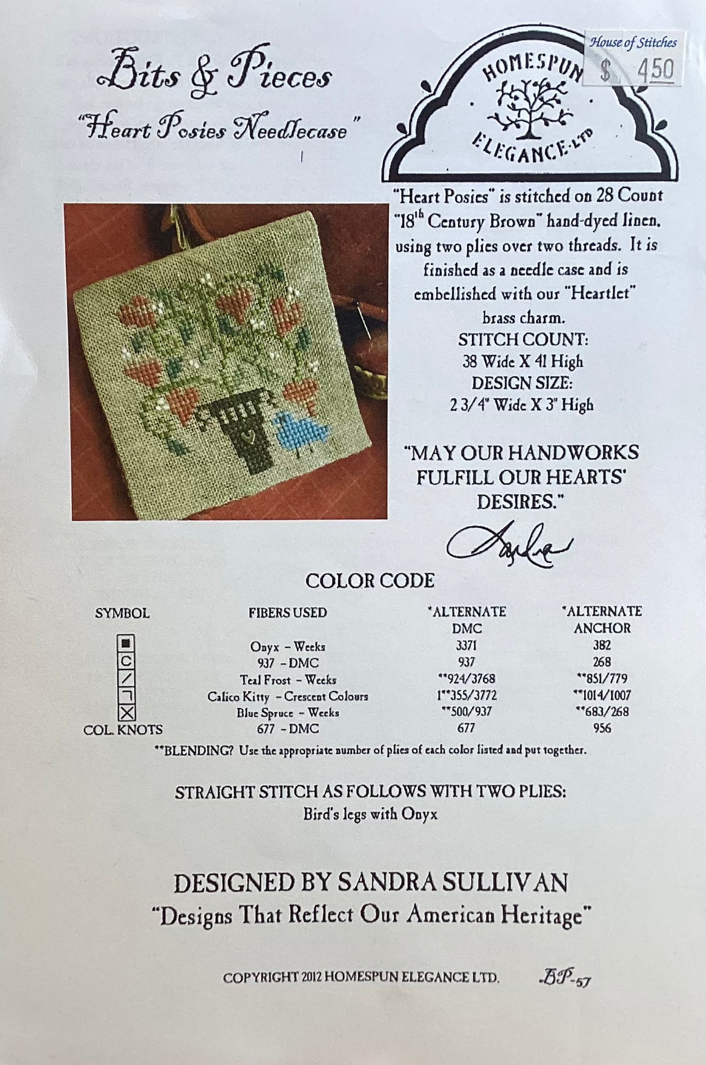 Bits & Pieces: Heart Posies Needlecase by Homespun Elegance