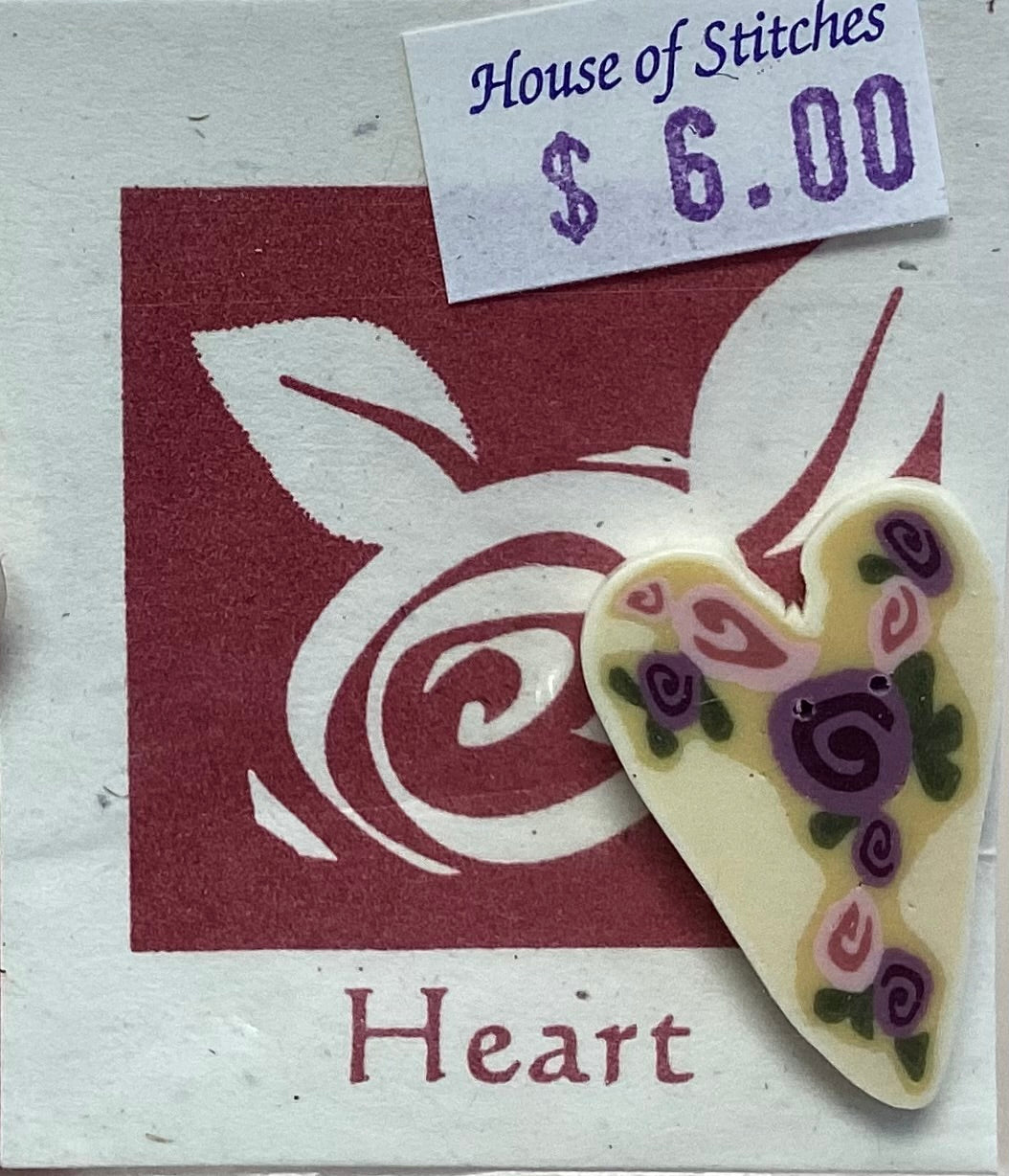 Heart Button by Shepherd’s Bush Printworks