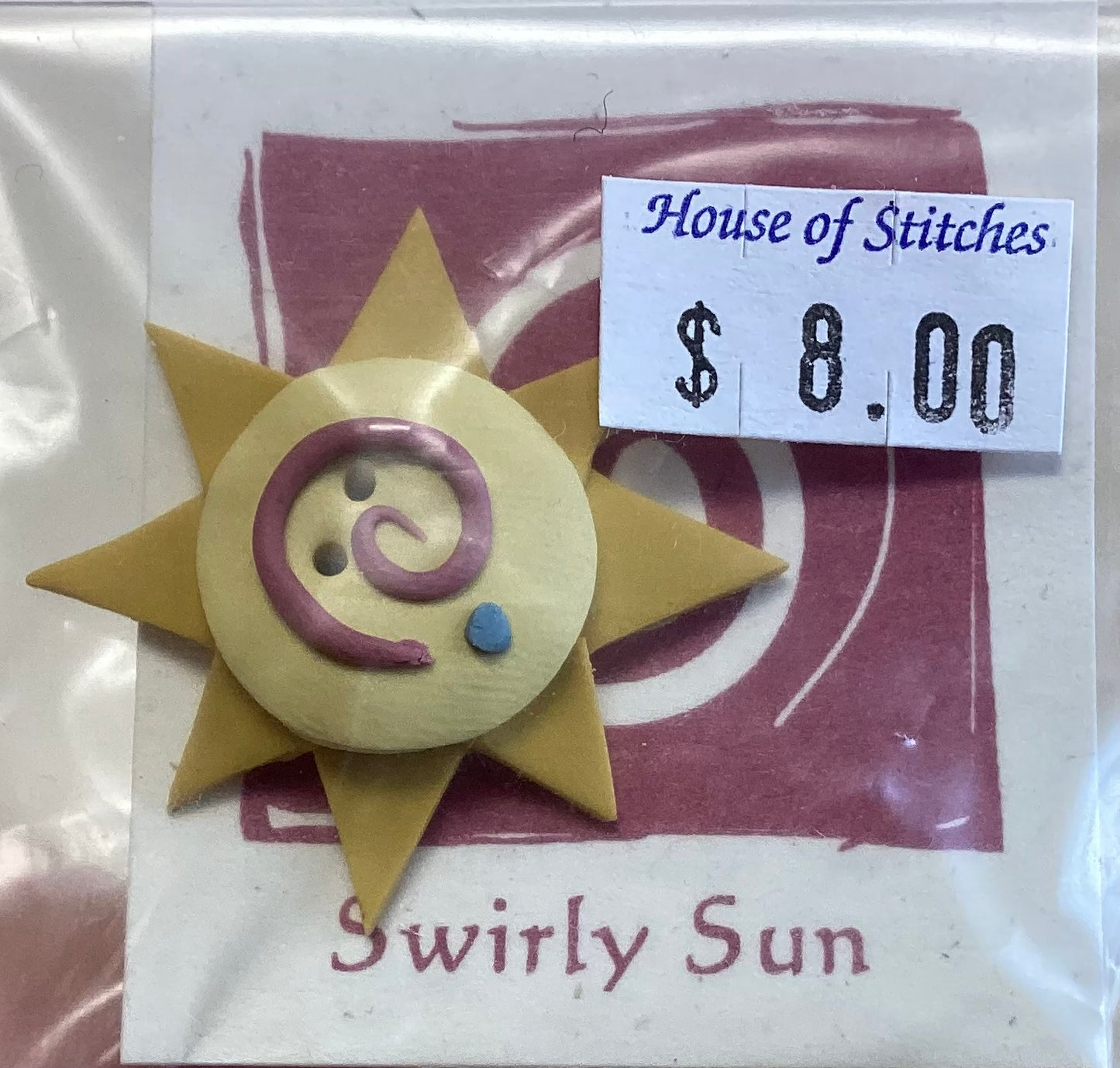 Swirly Sun Button by Shepherd’s Bush Printworks