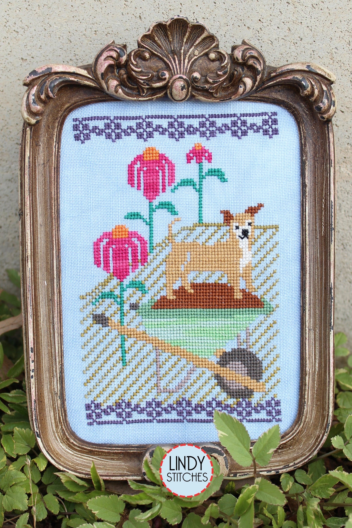 Helping in the Coneflowers by Lindy Stitches