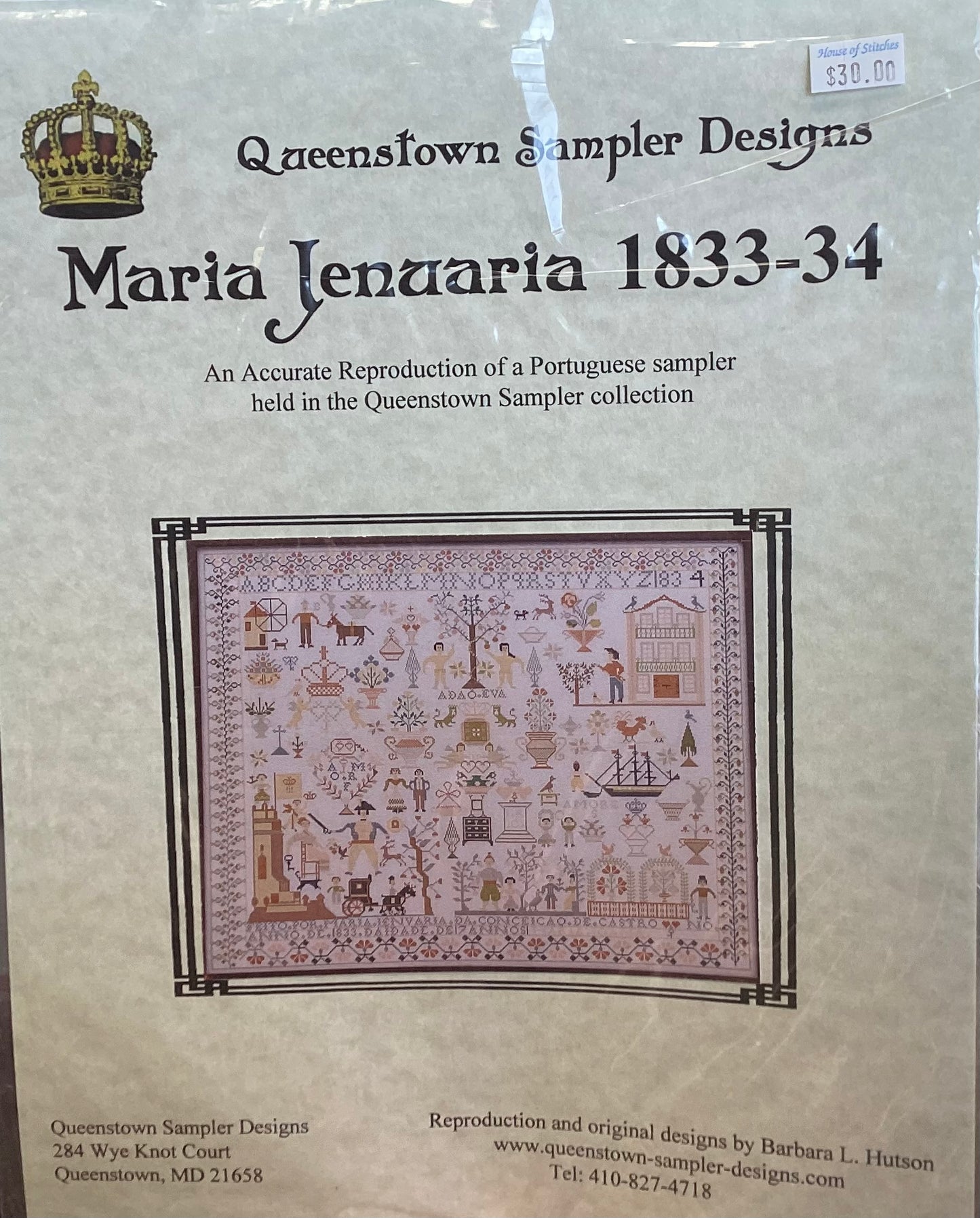 Maria Jenuaria 1833-34 by Queenstown Sampler Designs