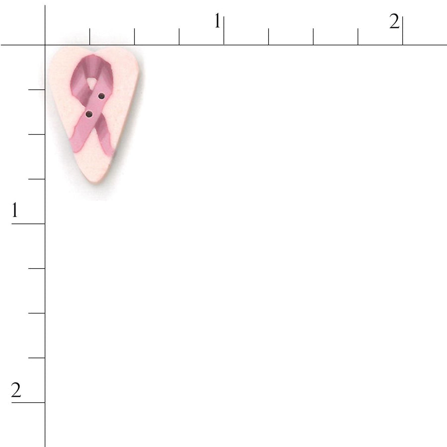 Pink Ribbon Heart Button by Just Another Button Company