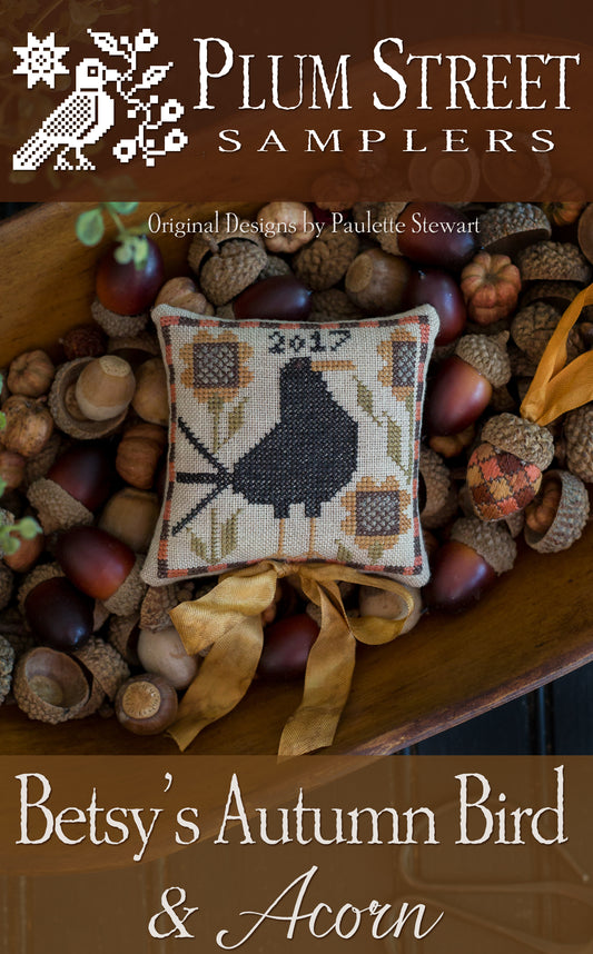 Betsy’s Autumn Bird & Acorn by Plum Street Samplers