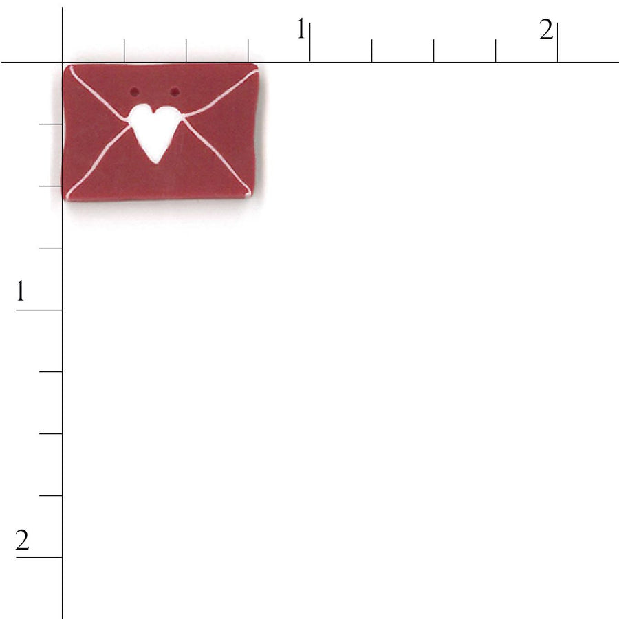 Small Love Letter-Red & White Button by Just Another Button Company