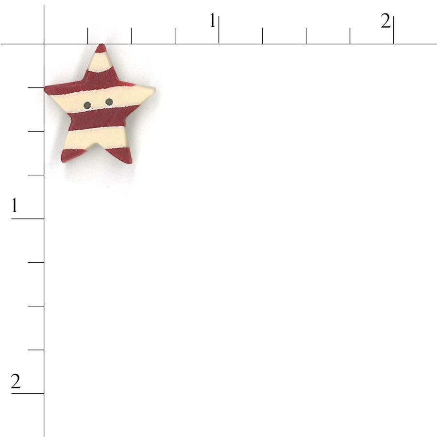 Red Striped Star Button by Just Another Button Company