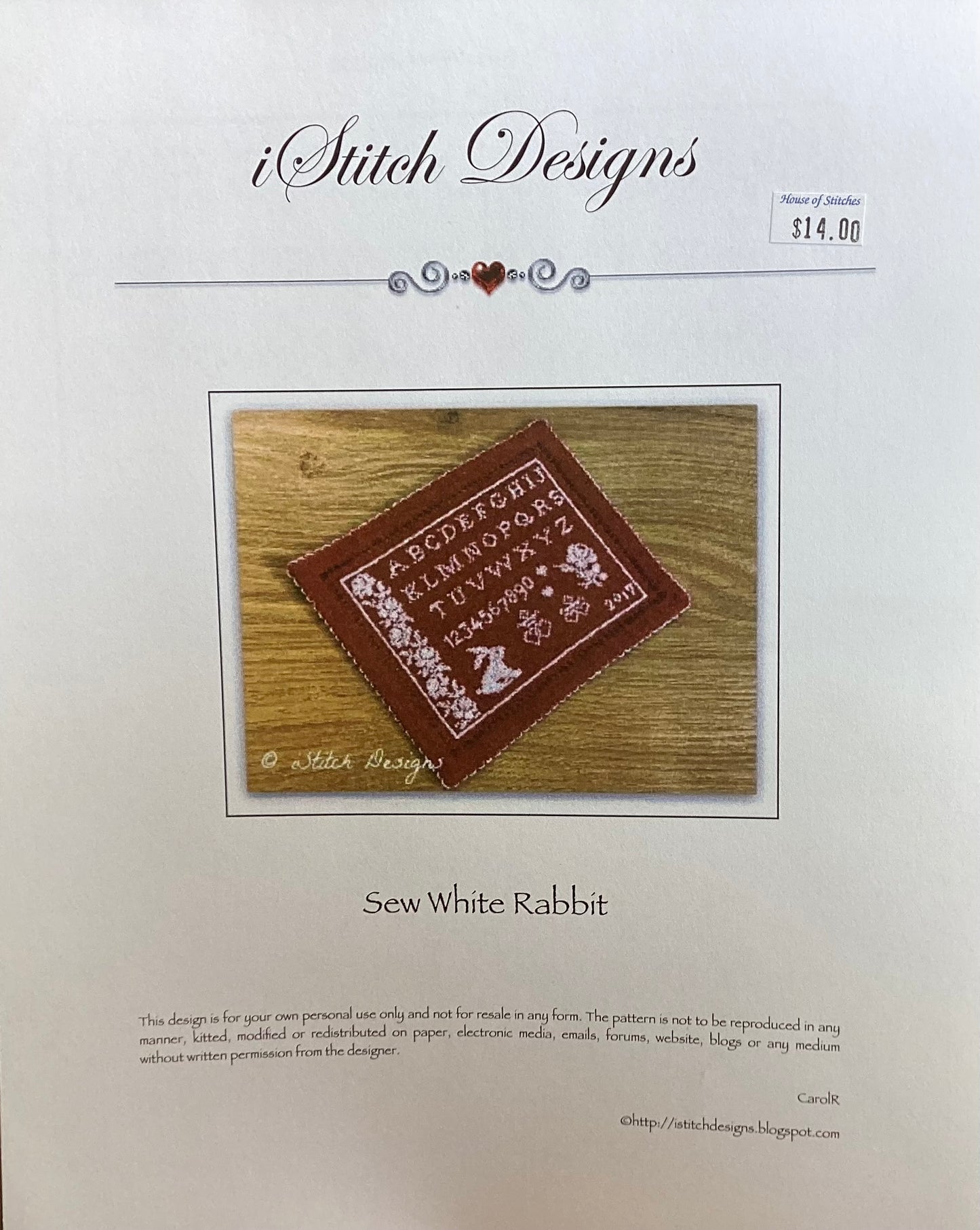 Sew White Rabbit by i Stitch Designs