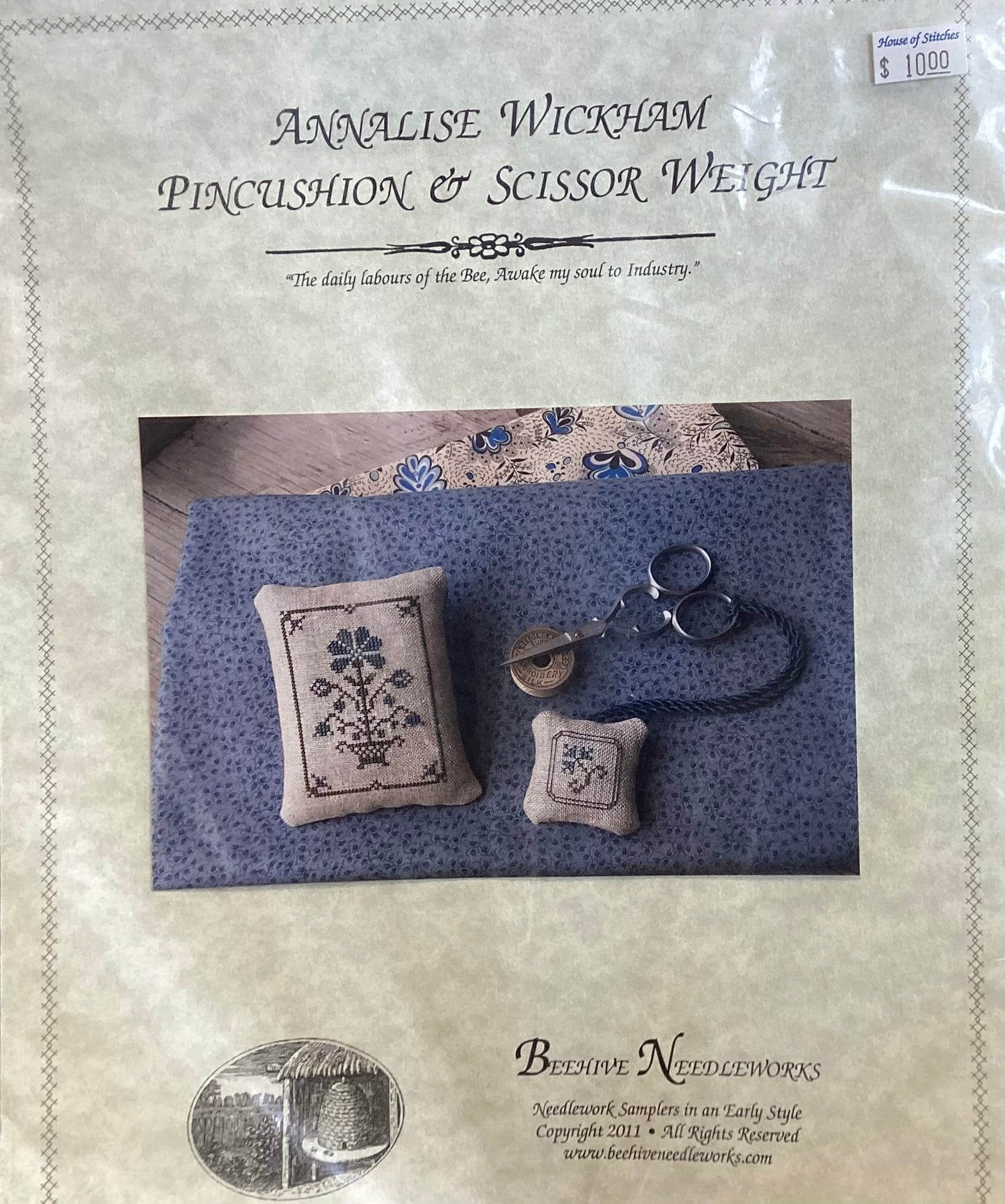 Annalise Wickham Pincushion & Scissor Weight by Beehive Needleworks