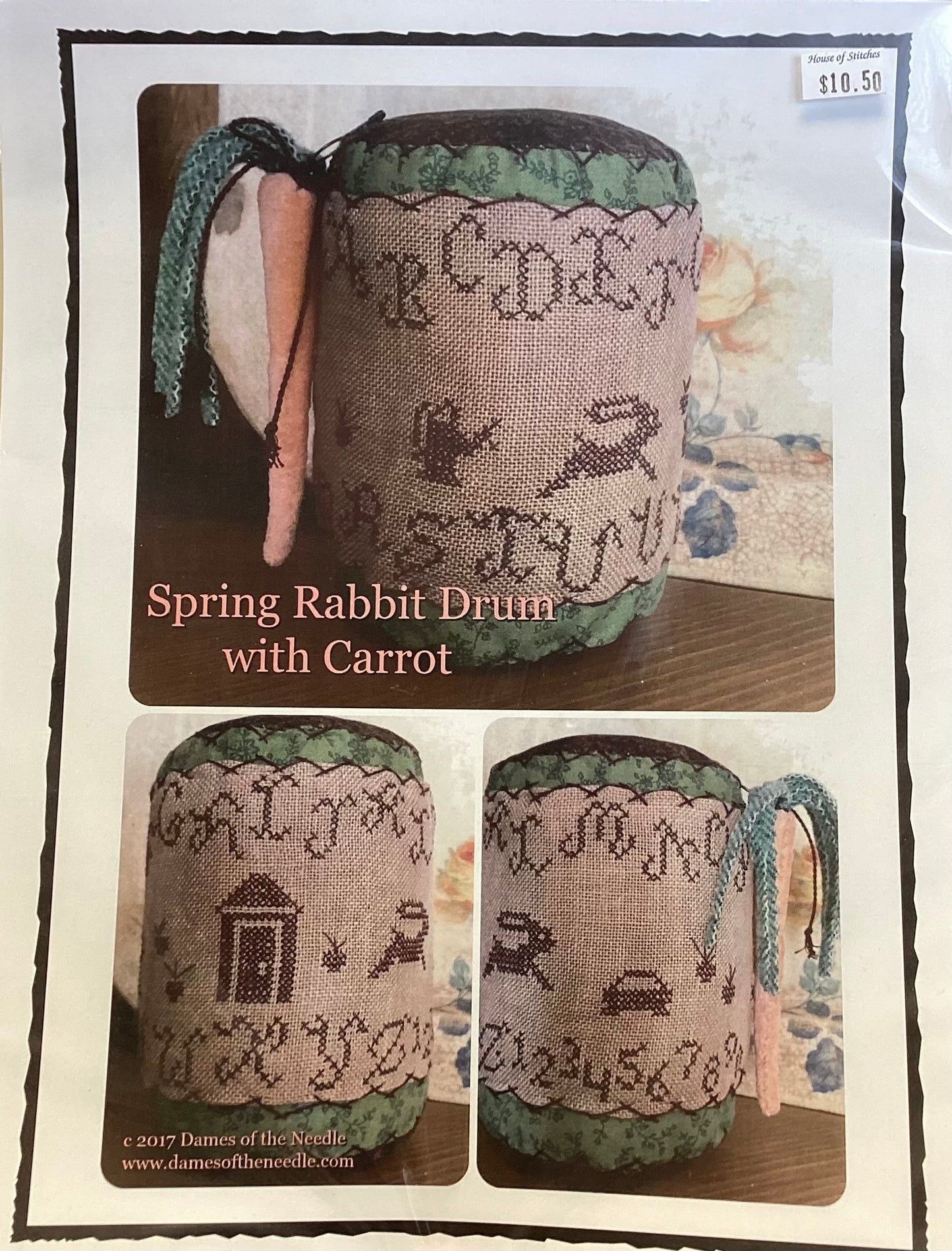 Spring Rabbit Drum with Carrot by Dames of the Needle