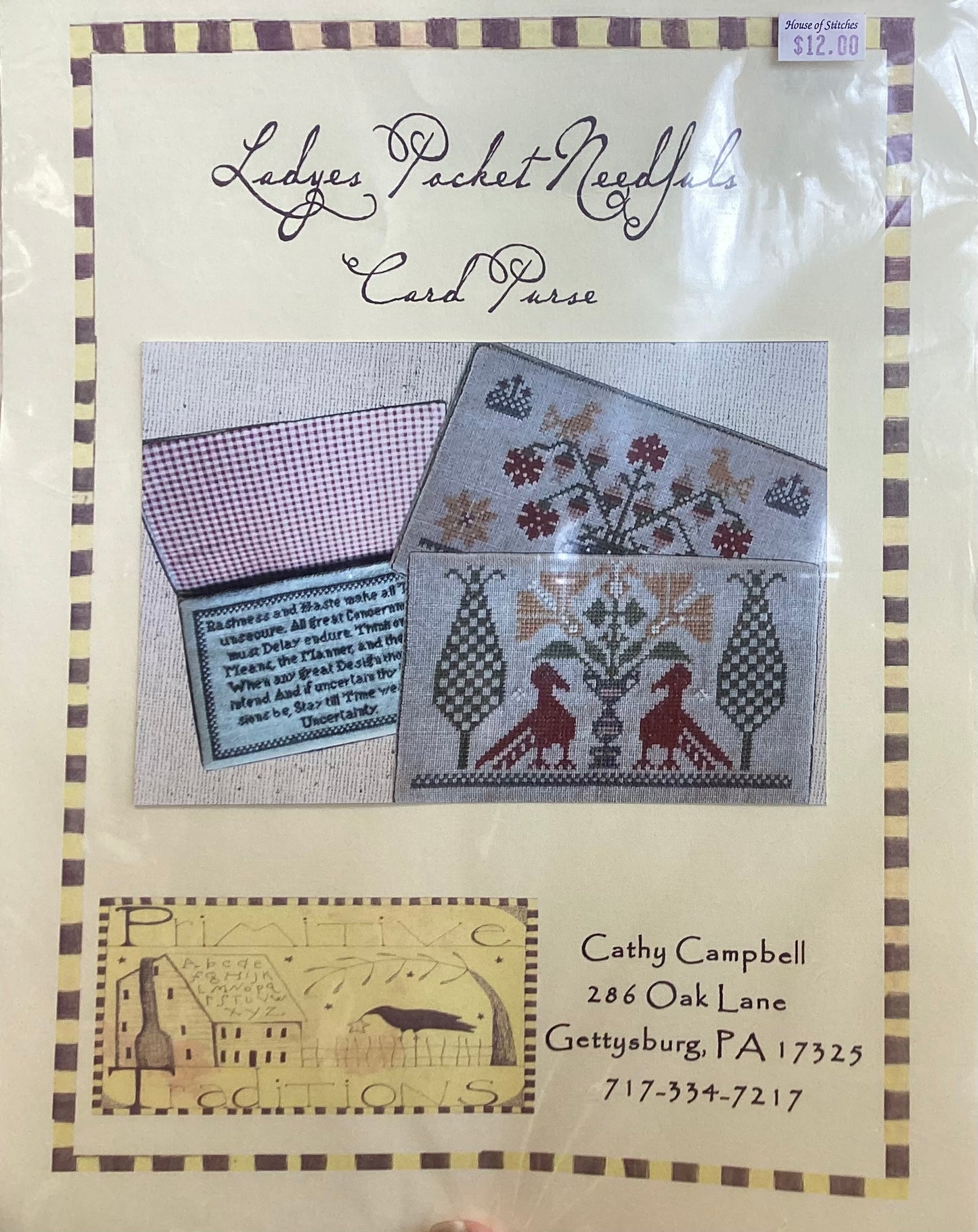 Ladyes Pocket Needles Card Purse by Primitive Traditions
