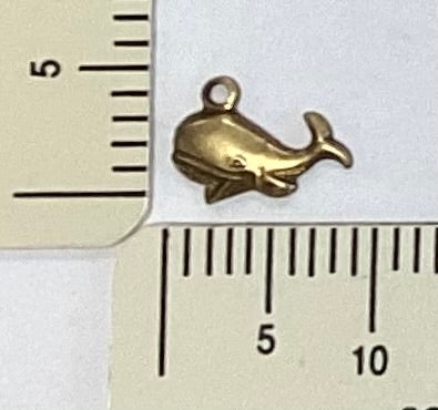Antique Gold Whale Charm by By Juptier