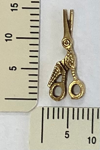 Antique Gold Stork Scissor Charm by By Juptier