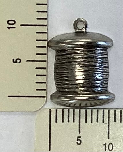 Antique Silver Spool Charm by By Juptier