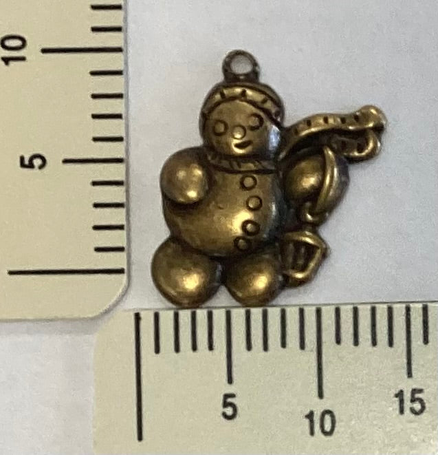 Antique Gold Snowman Charm by By Jupiter