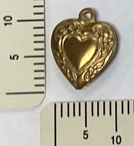 Brass Embossed Heart Charm by By Jupiter