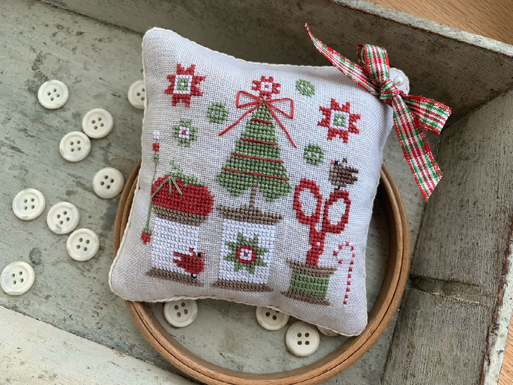 PREORDER! Christmas Spools Pinkeep by Stitches by Ethel