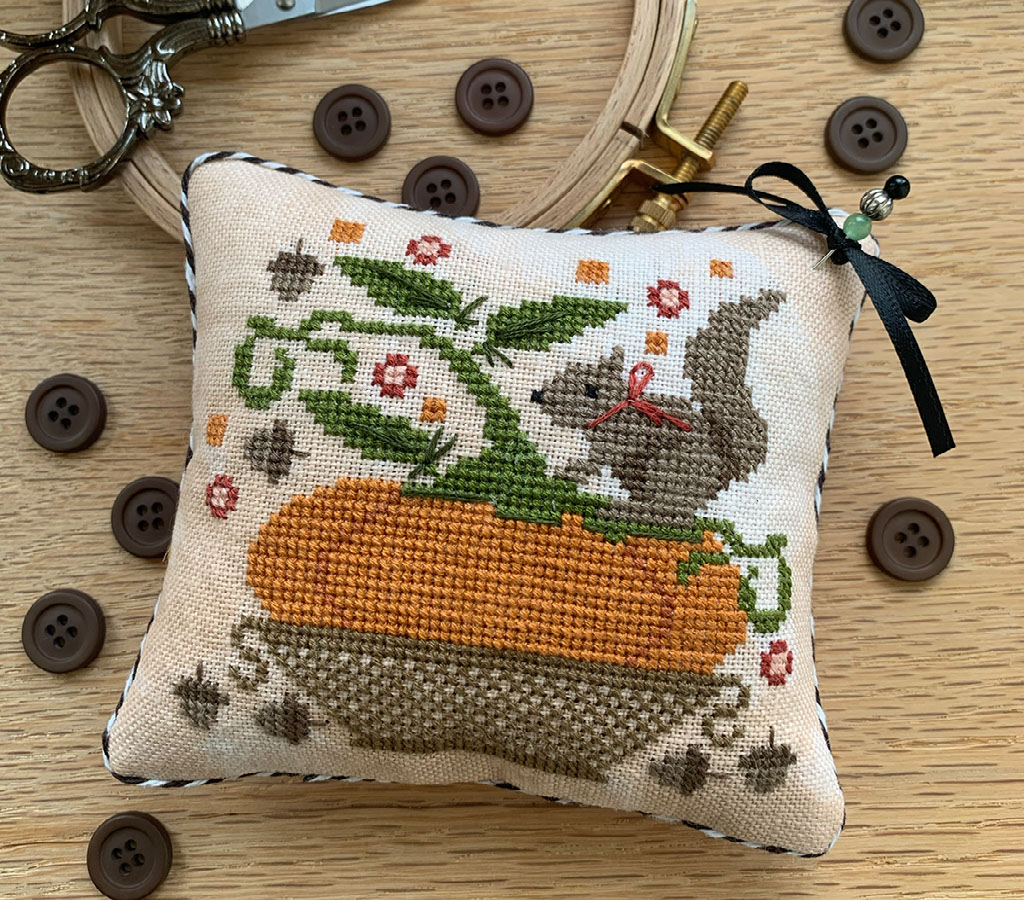 PREORDER! Pumpkin Basket Pinkeep by Stitches By Ethel