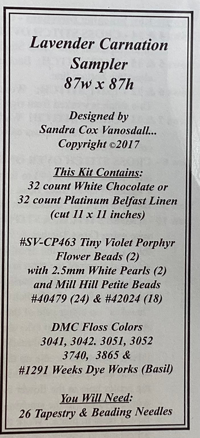 Lavender Carnation Sampler by The Sweetheart Tree