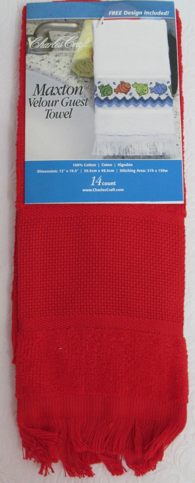 Maxton Velour Guest Towel (Red) by Charles Craft