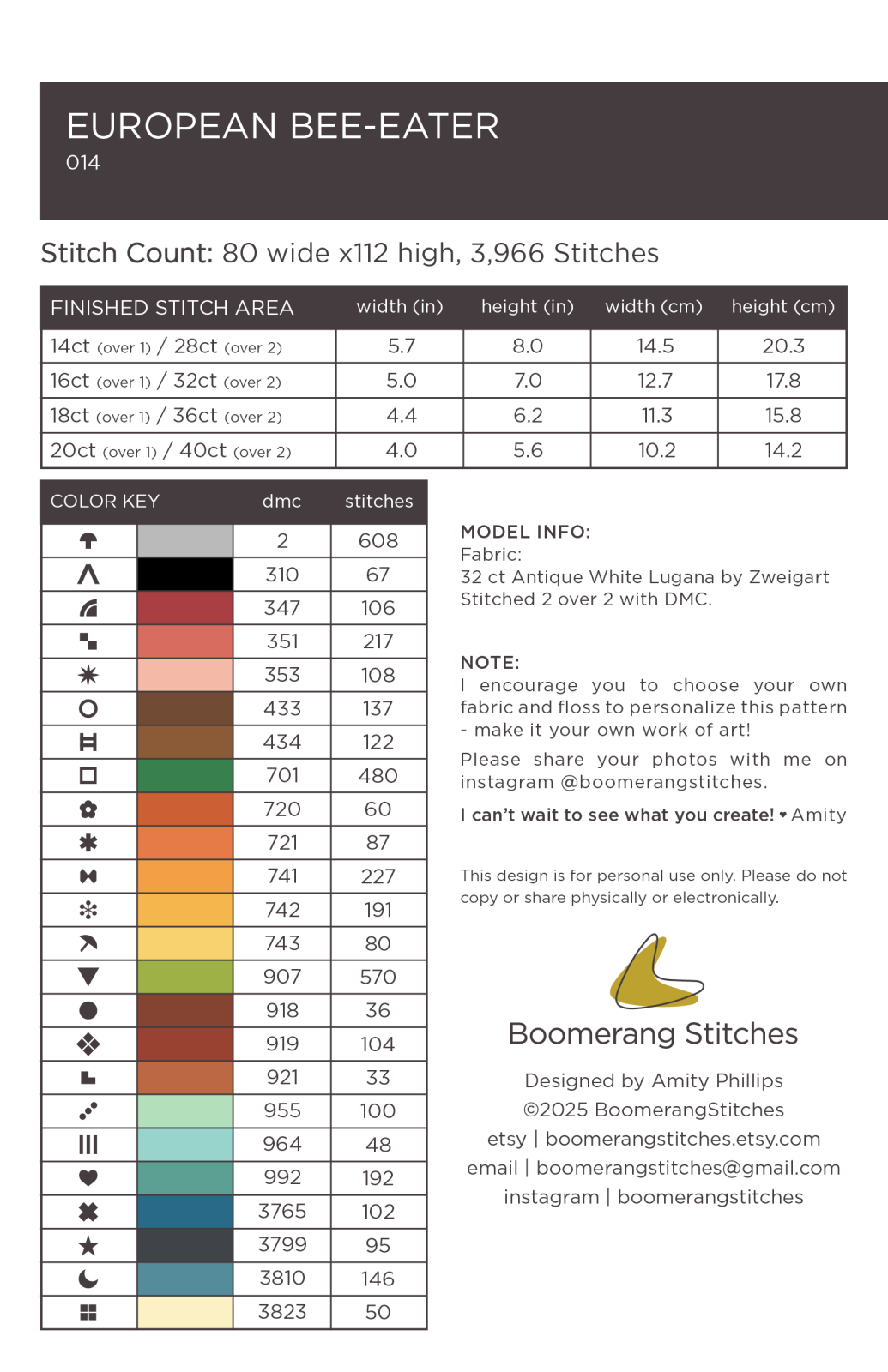 European Bee-Eater by Boomerang Stitches