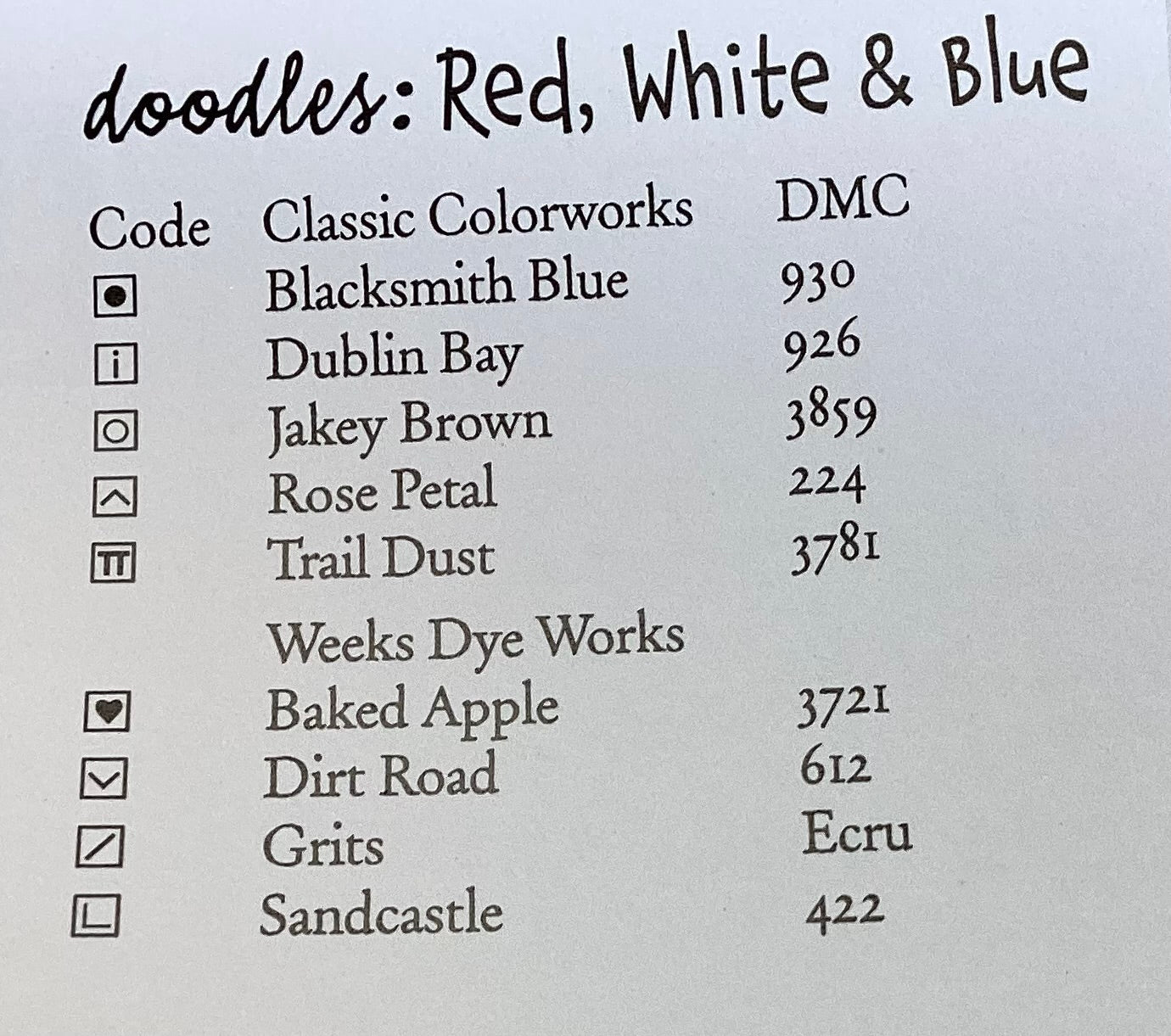 Doodles: Red , White & Blue by Heart in Hand Needleart