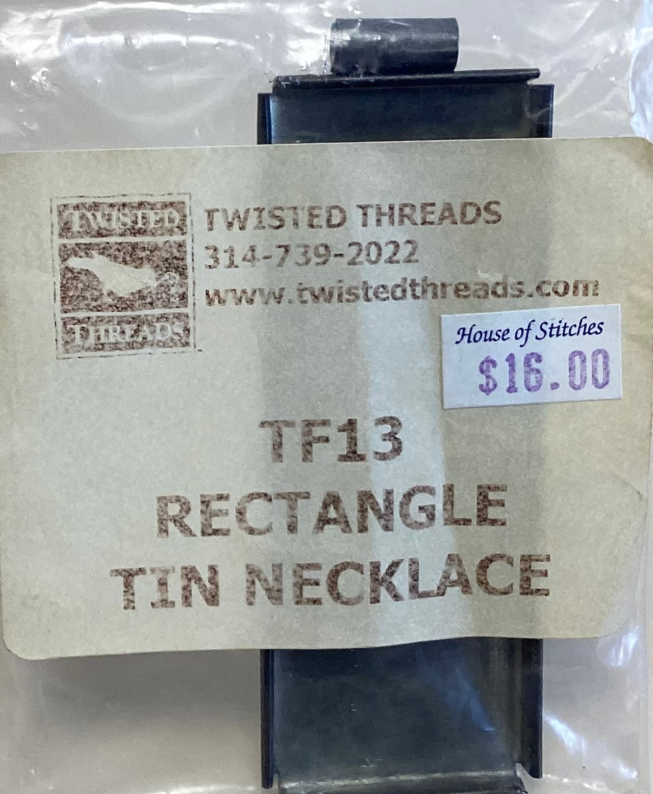 Rectangle Tin Necklace by Twisted Threads