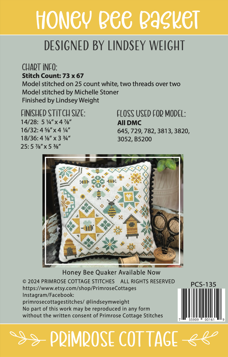 Honey Bee Basket by Primrose Cottage Stitches