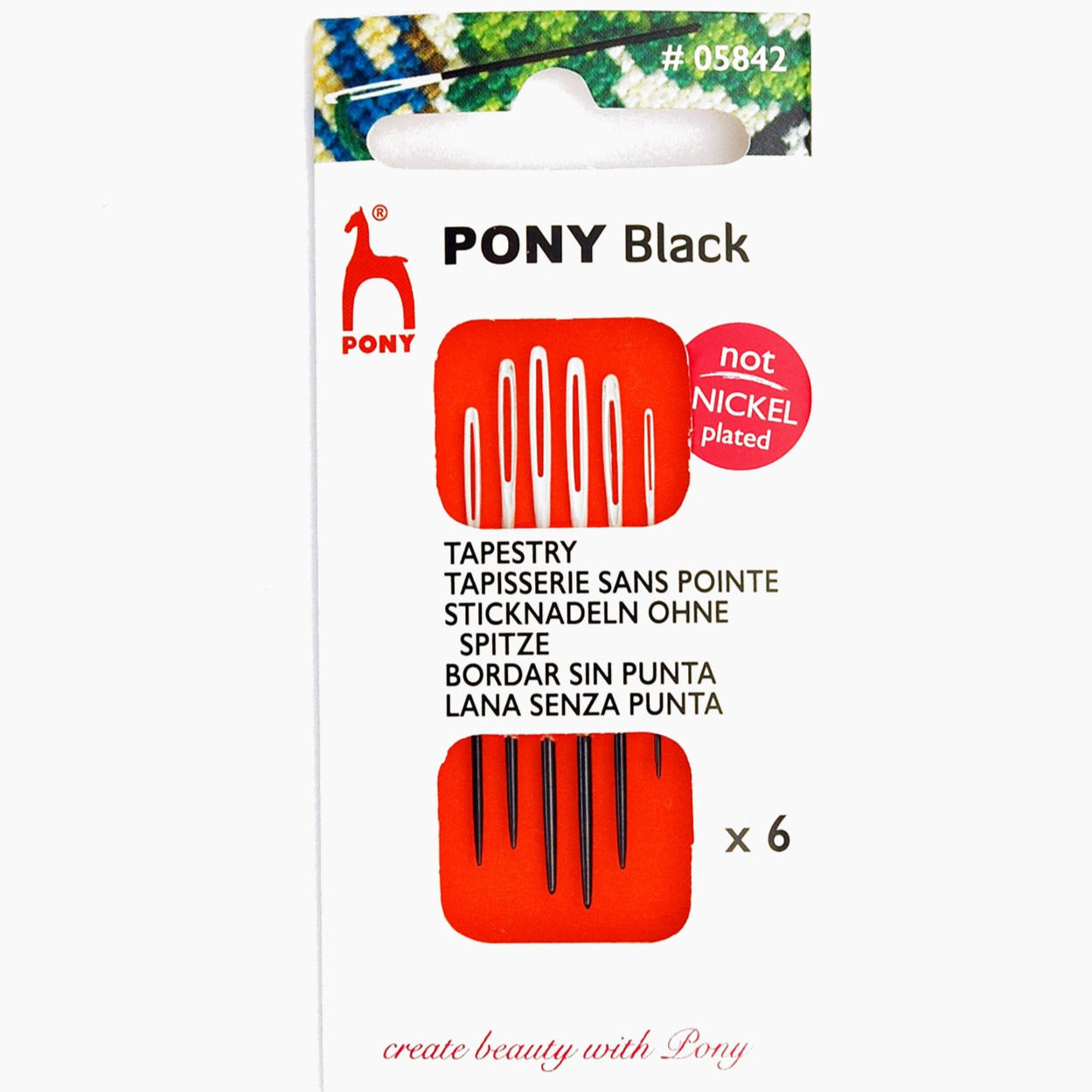 Pony Black Tapestry Needles with White Eyes